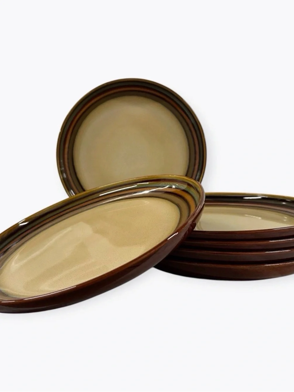 Set of 6 Sango Flair Brown 4836 Dinner Plates 11” Stoneware Discontinued